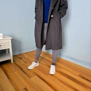 Tahari long wool coat with removable fur collar in size M